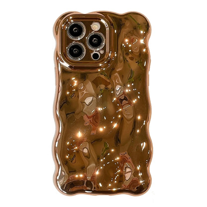 For iPhone 16 Pro Max Wave Bubbles TPU Phone Case(Painted Gold) - iPhone 16 Pro Max Cases by buy2fix | Online Shopping UK | buy2fix