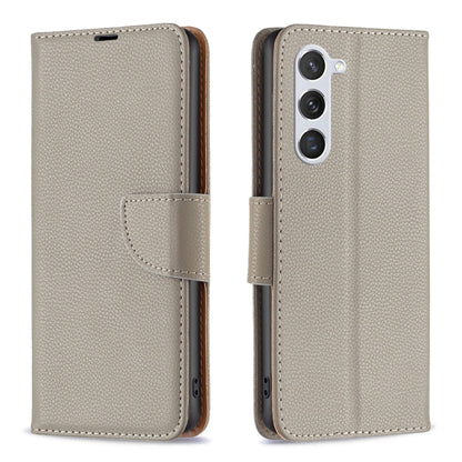 For Samsung Galaxy S24 5G Litchi Texture Pure Color Flip Leather Phone Case(Grey) - Galaxy S24 5G Cases by buy2fix | Online Shopping UK | buy2fix