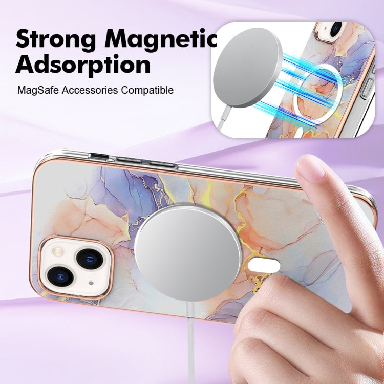 For iPhone 13 Marble Pattern Dual-side IMD Magsafe TPU Phone Case(White Marble) - iPhone 13 Cases by buy2fix | Online Shopping UK | buy2fix