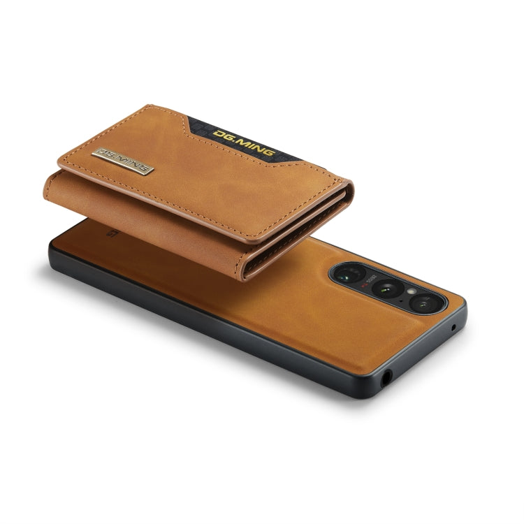 For Sony Xperia 1 V DG.MING M2 Series 3-Fold Multi Card Bag + Magnetic Phone Case(Brown) - Sony Cases by DG.MING | Online Shopping UK | buy2fix