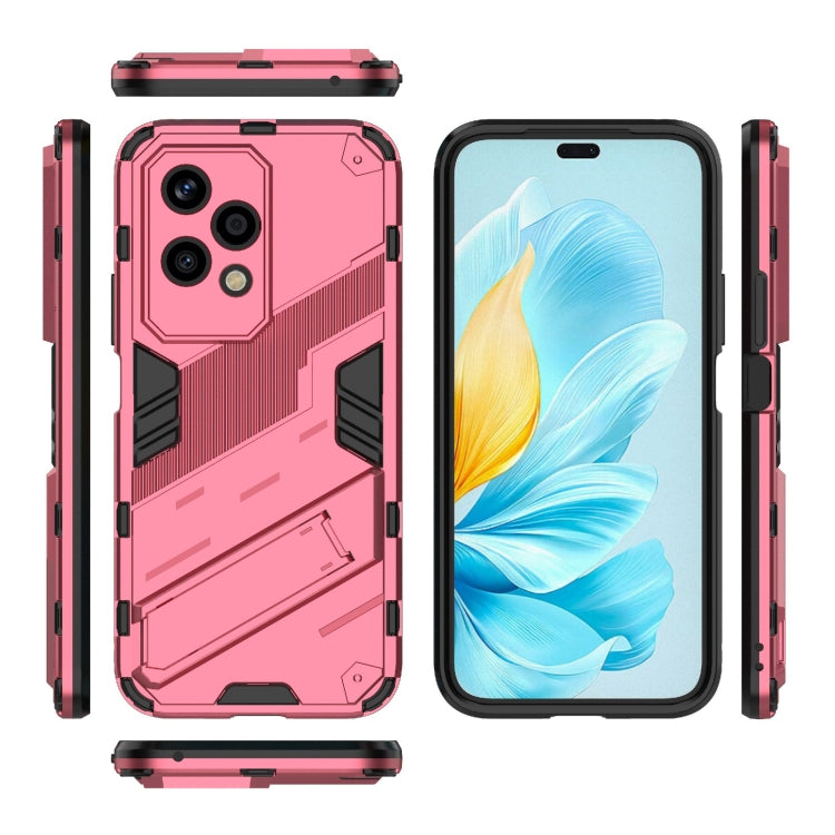 For Honor 200 Lite Global Punk Armor 2 in 1 PC + TPU Phone Case with Holder(Light Red) - Honor Cases by buy2fix | Online Shopping UK | buy2fix