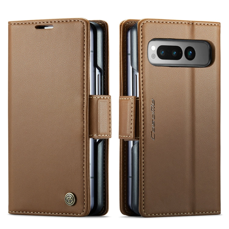 For Google Pixel Fold CaseMe 023 Butterfly Buckle Litchi Texture RFID Anti-theft Leather Phone Case(Brown) - Google Cases by CaseMe | Online Shopping UK | buy2fix