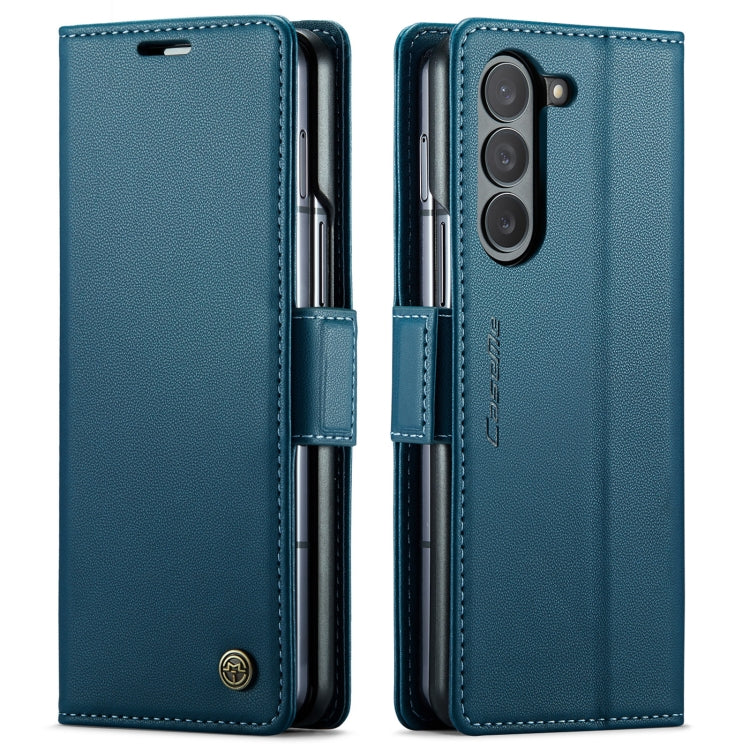 For Samsung Galaxy Z Fold5 CaseMe 023 Butterfly Buckle Litchi Texture RFID Anti-theft Leather Phone Case(Blue) - Galaxy Z Fold5 Cases by CaseMe | Online Shopping UK | buy2fix