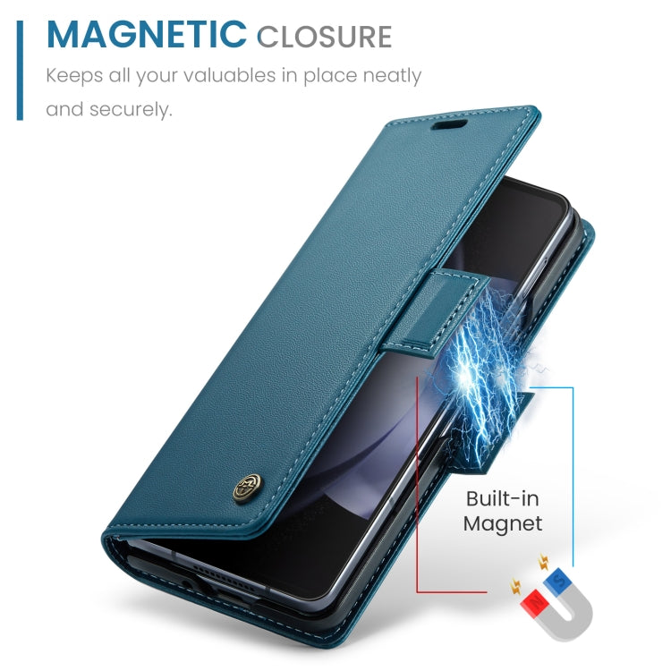 For Samsung Galaxy Z Fold5 CaseMe 023 Butterfly Buckle Litchi Texture RFID Anti-theft Leather Phone Case(Blue) - Galaxy Z Fold5 Cases by CaseMe | Online Shopping UK | buy2fix