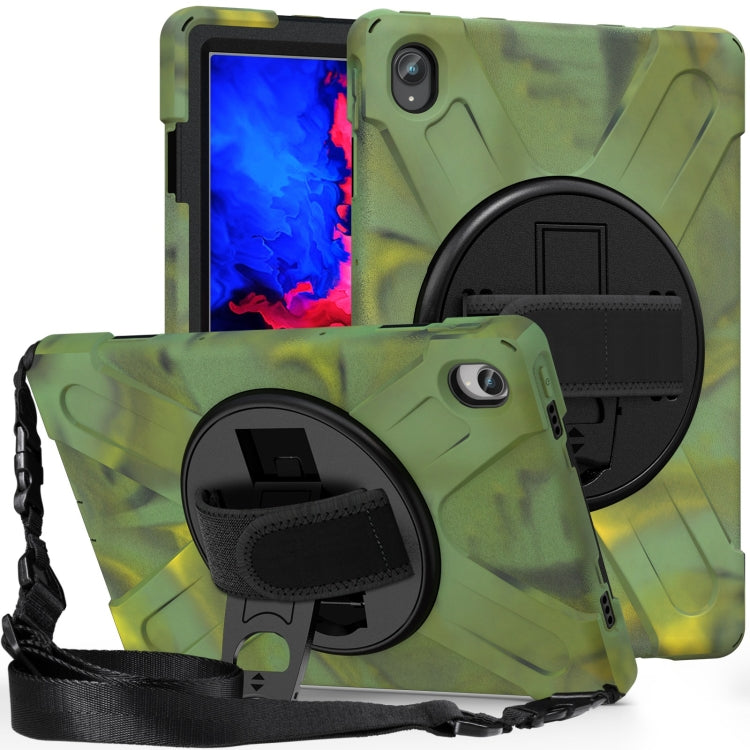 For Lenovo Tab P11 Silicone Hybrid PC Tablet Case with Grip & Shoulder Strap(Camouflage) - Lenovo by buy2fix | Online Shopping UK | buy2fix