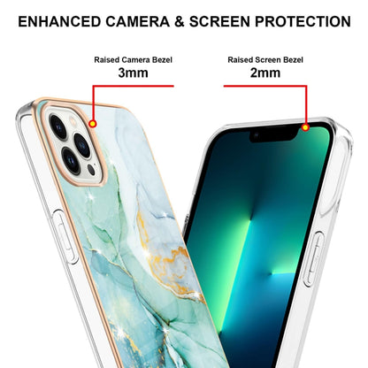 For iPhone 16 Pro Electroplating Marble Pattern Dual-side IMD TPU Shockproof Phone Case (Green 003) - iPhone 16 Pro Cases by buy2fix | Online Shopping UK | buy2fix