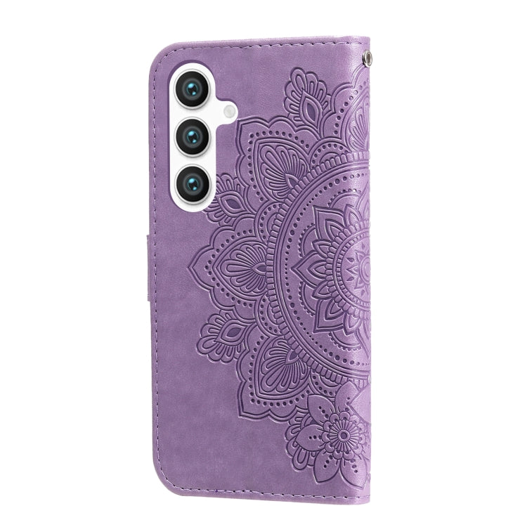 For Samsung Galaxy S24+ 7-petal Flowers Embossing Leather Phone Case(Light Purple) - Galaxy S24+ 5G Cases by buy2fix | Online Shopping UK | buy2fix