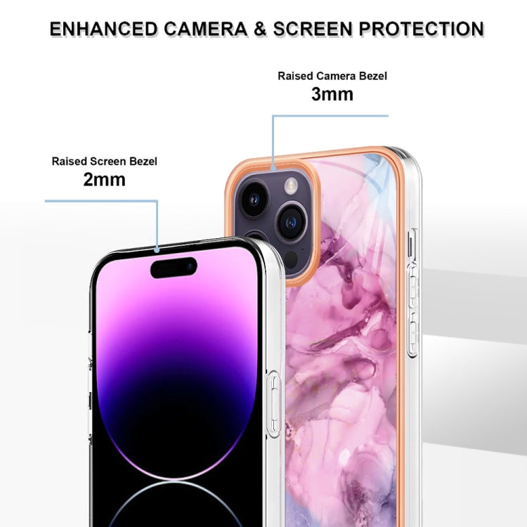 For iPhone 16 Pro Max Electroplating Marble Dual-side IMD Phone Case(Pink 013) - iPhone 16 Pro Max Cases by buy2fix | Online Shopping UK | buy2fix