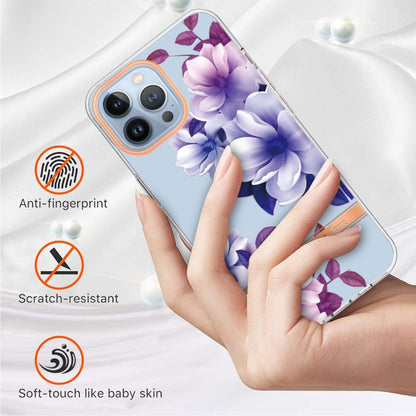 For iPhone 16 Pro Max Flowers and Plants Series IMD TPU Phone Case(Purple Begonia) - iPhone 16 Pro Max Cases by buy2fix | Online Shopping UK | buy2fix