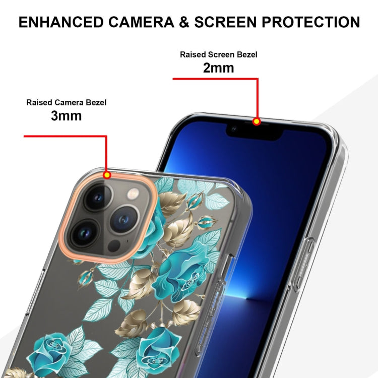 For iPhone 16 Pro Flowers and Plants Series IMD TPU Phone Case(Blue Rose) - iPhone 16 Pro Cases by buy2fix | Online Shopping UK | buy2fix