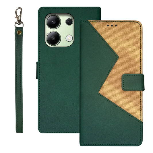 For Xiaomi Redmi Note 13 4G Global idewei Two-color Splicing Leather Phone Case(Green) - Note 13 Cases by idewei | Online Shopping UK | buy2fix