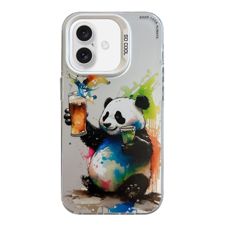 For iPhone 16 Plus Animal Pattern Oil Painting Series PC + TPU Phone Case(Panda) - iPhone 16 Plus Cases by buy2fix | Online Shopping UK | buy2fix