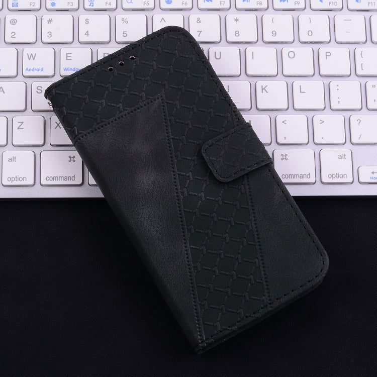 For iPhone 16 Pro Max Seven-shaped Embossed Leather Phone Case(Black) - iPhone 16 Pro Max Cases by buy2fix | Online Shopping UK | buy2fix