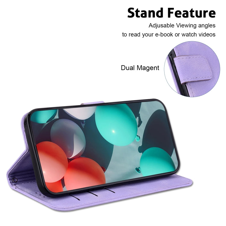 For iPhone 16 Pro Seven-shaped Embossed Leather Phone Case(Purple) - iPhone 16 Pro Cases by buy2fix | Online Shopping UK | buy2fix