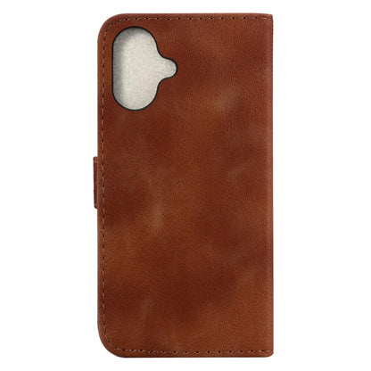 For iPhone 16 Seven-shaped Embossed Leather Phone Case(Brown) - iPhone 16 Cases by buy2fix | Online Shopping UK | buy2fix