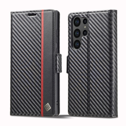 For Samsung Galaxy S24 Ultra 5G LC.IMEEKE Carbon Fiber Leather Phone Case(Vertical Black) - Galaxy S24 Ultra 5G Cases by LC.IMEEKE | Online Shopping UK | buy2fix