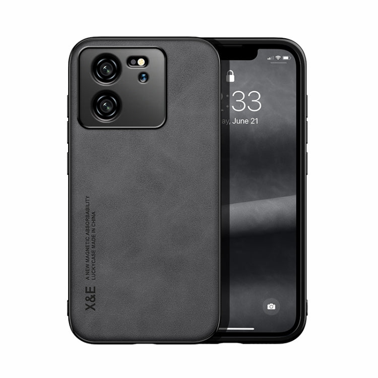 For Xiaomi Redmi K60 Ultra Skin Feel Magnetic Leather Back Phone Case(Dark Grey) - Redmi K60 Ultra Cases by buy2fix | Online Shopping UK | buy2fix