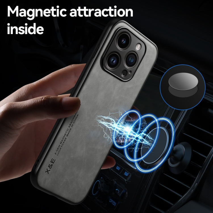 For iPhone 16 Pro Max Skin Feel Magnetic Leather Back Phone Case(Light Grey) - iPhone 16 Pro Max Cases by buy2fix | Online Shopping UK | buy2fix