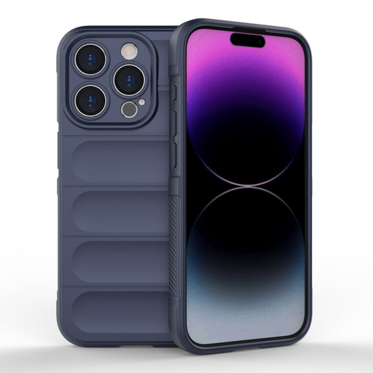 For iPhone 15 Pro Magic Shield TPU + Flannel Phone Case(Dark Blue) - iPhone 15 Pro Cases by buy2fix | Online Shopping UK | buy2fix