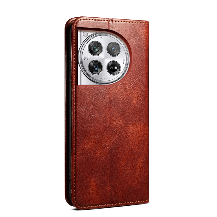 For OnePlus 12 Oil Wax Crazy Horse Texture Leather Phone Case(Brown) - OnePlus Cases by buy2fix | Online Shopping UK | buy2fix