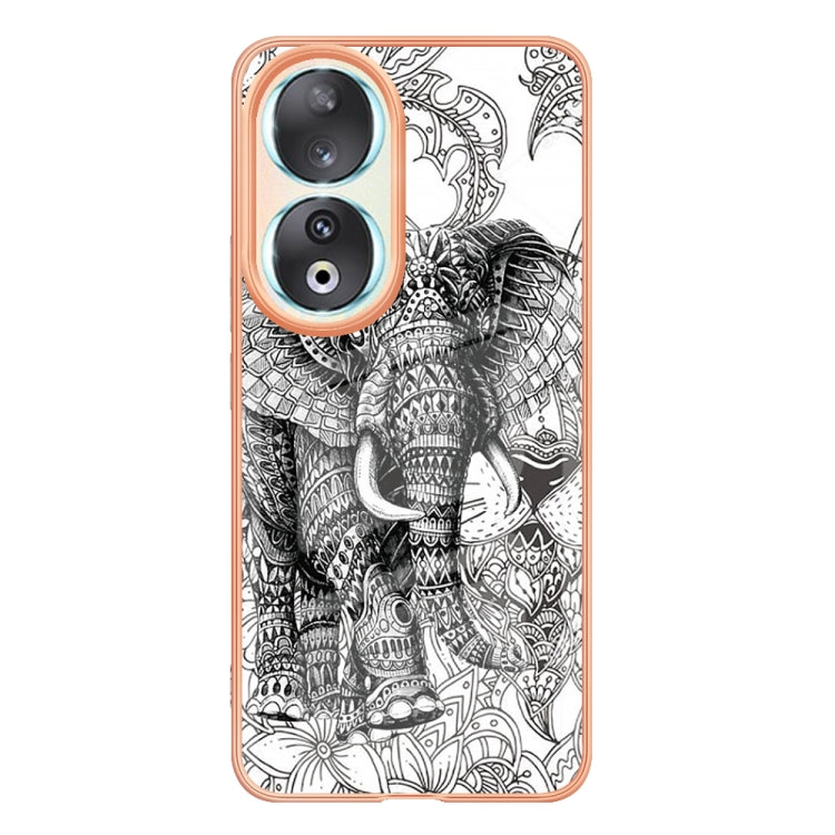 For Honor 90 5G Electroplating Marble Dual-side IMD Phone Case(Totem Elephant) - Honor Cases by buy2fix | Online Shopping UK | buy2fix