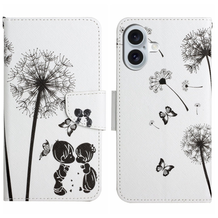 For iPhone 16 Plus 3D Colored Drawing Flip Leather Phone Case(Dandelions) - iPhone 16 Plus Cases by buy2fix | Online Shopping UK | buy2fix