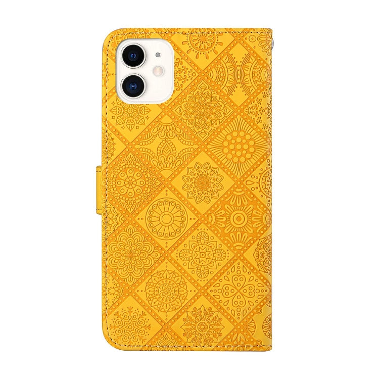 For iPhone 16 Pro Max Ethnic Style Embossed Pattern Leather Phone Case(Yellow) - iPhone 16 Pro Max Cases by buy2fix | Online Shopping UK | buy2fix