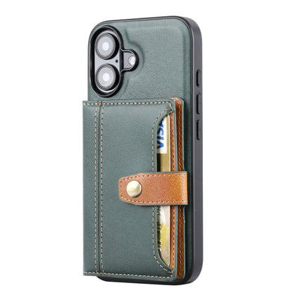 For iPhone 16 Calfskin Card Slot TPU Hybrid PU Phone Case(Green) - iPhone 16 Cases by buy2fix | Online Shopping UK | buy2fix