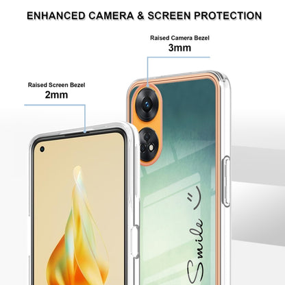 For OPPO Reno8 T 4G Electroplating Marble Dual-side IMD Phone Case(Smile) - OPPO Cases by buy2fix | Online Shopping UK | buy2fix