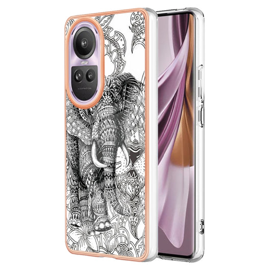 For OPPO Reno10 Pro 5G Global Electroplating Marble Dual-side IMD Phone Case(Totem Elephant) - OPPO Cases by buy2fix | Online Shopping UK | buy2fix