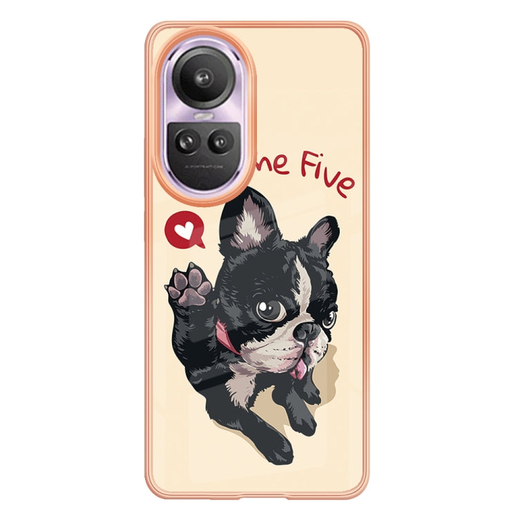 For OPPO Reno10 Pro 5G Global Electroplating Marble Dual-side IMD Phone Case(Lucky Dog) - OPPO Cases by buy2fix | Online Shopping UK | buy2fix