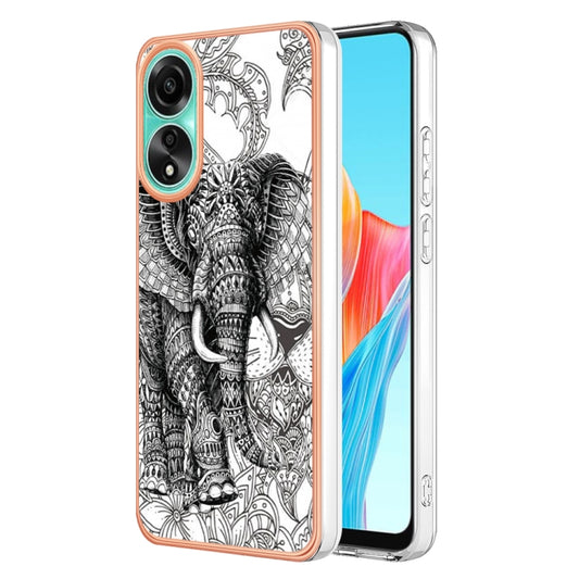 For OPPO A78 4G Electroplating Marble Dual-side IMD Phone Case(Totem Elephant) - OPPO Cases by buy2fix | Online Shopping UK | buy2fix