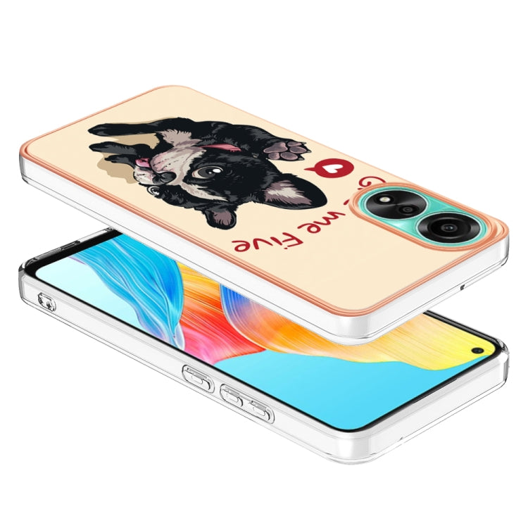 For OPPO A78 4G Electroplating Marble Dual-side IMD Phone Case(Lucky Dog) - OPPO Cases by buy2fix | Online Shopping UK | buy2fix