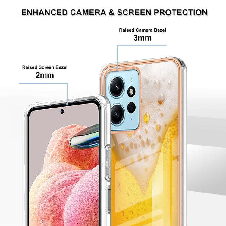 For Xiaomi Redmi Note 12 4G Electroplating Marble Dual-side IMD Phone Case(Draft Beer) - Xiaomi Cases by buy2fix | Online Shopping UK | buy2fix