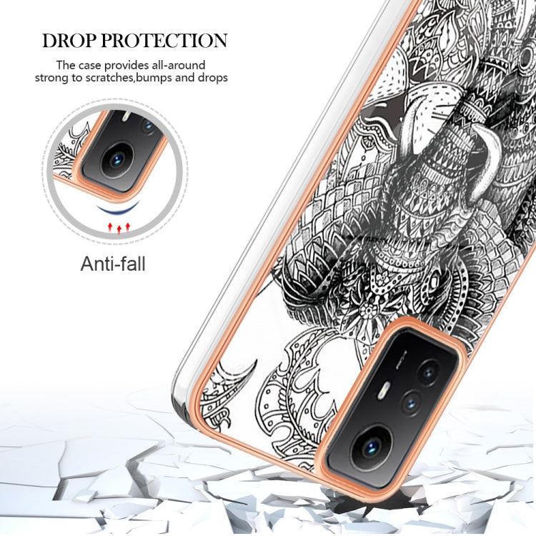 Xiaomi Redmi Note 12S 4G Electroplating Marble Dual-side IMD Phone Case(Totem Elephant) - Xiaomi Cases by buy2fix | Online Shopping UK | buy2fix