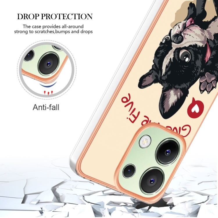 For Xiaomi Redmi Note 13 4G Global Electroplating Marble Dual-side IMD Phone Case(Lucky Dog) - Note 13 Cases by buy2fix | Online Shopping UK | buy2fix