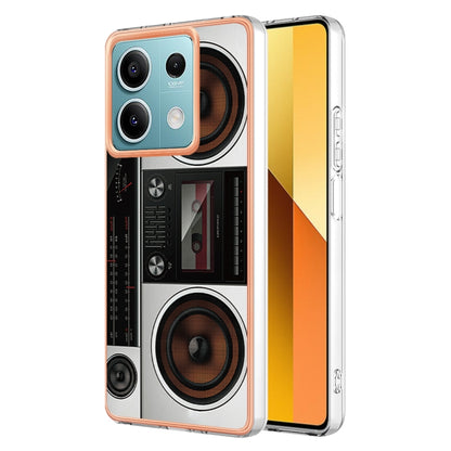 For Xiaomi Redmi Note 13 5G Electroplating Marble Dual-side IMD Phone Case(Retro Radio) - Note 13 Cases by buy2fix | Online Shopping UK | buy2fix