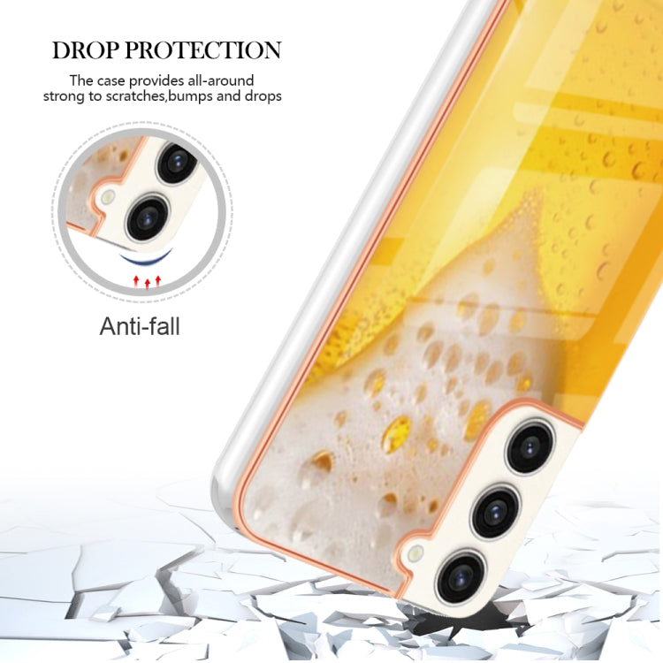 For Samsung Galaxy S22+ 5G Electroplating Marble Dual-side IMD Phone Case(Draft Beer) - Galaxy S22+ 5G Cases by buy2fix | Online Shopping UK | buy2fix