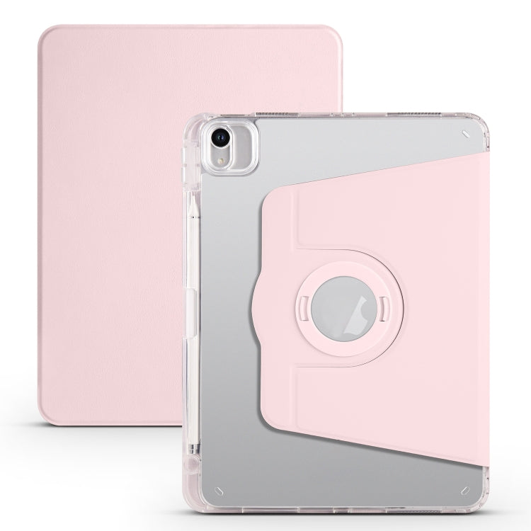 For iPad Air 11 2024 Clear Acrylic 360 Rotation Detachable Leather Tablet Case(Pink) - iPad Air 11 2024 Cases by buy2fix | Online Shopping UK | buy2fix