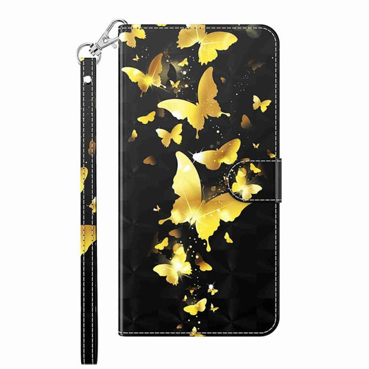 For Samsung Galaxy S24 Ultra 5G 3D Painting Pattern Flip Leather Phone Case(Gold Butterfly) - Galaxy S24 Ultra 5G Cases by buy2fix | Online Shopping UK | buy2fix