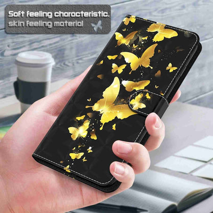 For Samsung Galaxy S24 Ultra 5G 3D Painting Pattern Flip Leather Phone Case(Gold Butterfly) - Galaxy S24 Ultra 5G Cases by buy2fix | Online Shopping UK | buy2fix