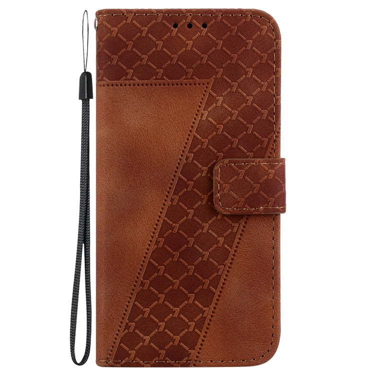 For Samsung Galaxy S21 Ultra 5G 7-shaped Embossed Leather Phone Case(Brown) - Galaxy S21 Ultra 5G Cases by buy2fix | Online Shopping UK | buy2fix