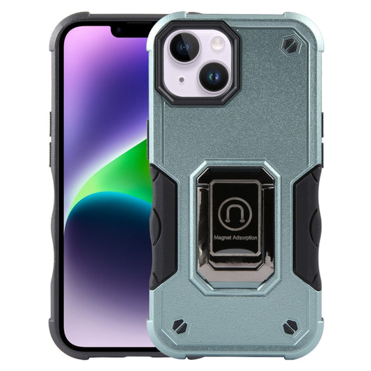 For iPhone 15 Ring Holder Non-slip Shockproof Armor Phone Case(Green) - iPhone 15 Cases by buy2fix | Online Shopping UK | buy2fix