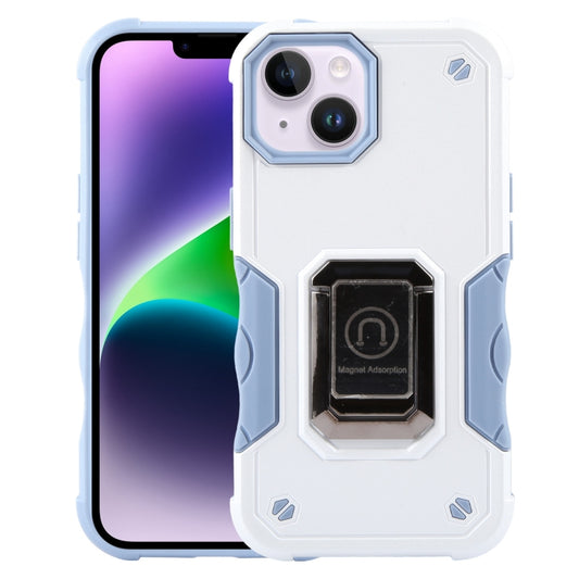 For iPhone 15 Ring Holder Non-slip Shockproof Armor Phone Case(White) - iPhone 15 Cases by buy2fix | Online Shopping UK | buy2fix