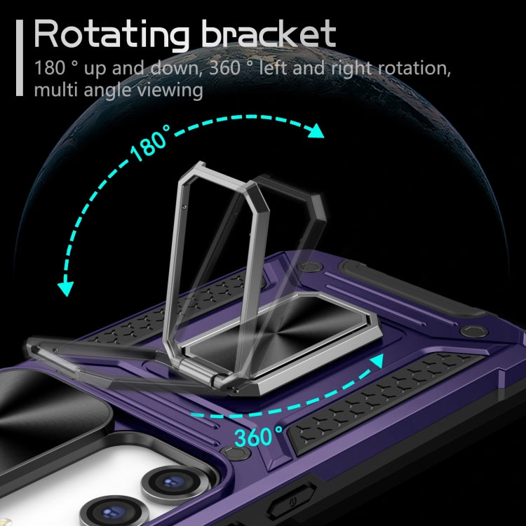 For Samsung Galaxy S23 5G Camshield Robot TPU Hybrid PC Phone Case(Purple) - Galaxy S23 5G Cases by buy2fix | Online Shopping UK | buy2fix