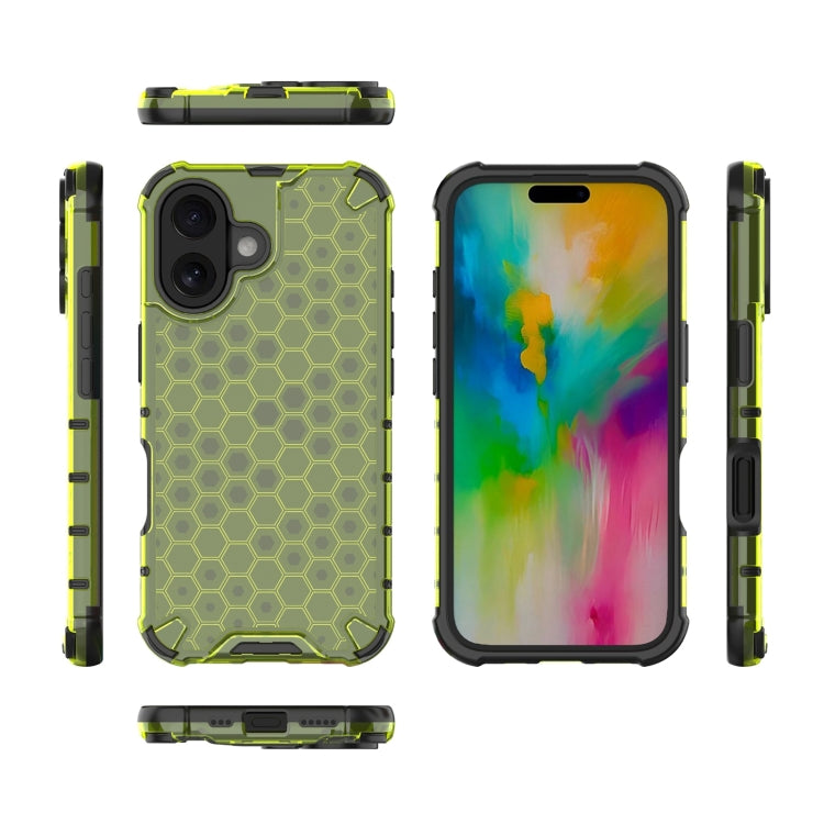 For iPhone 16 Plus Honeycomb Shockproof Phone Case(Green) - iPhone 16 Plus Cases by buy2fix | Online Shopping UK | buy2fix