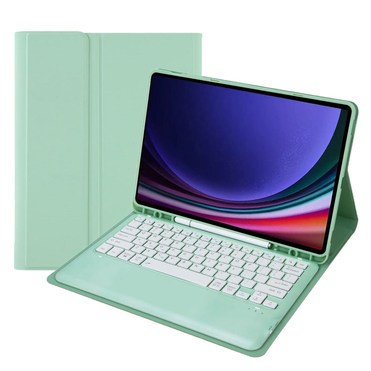 For Samsung Galaxy Tab S9 FE+ A810B Pen Slot Detachable Bluetooth Keyboard Leather Tablet Case(Mint Green) - Samsung Keyboard by buy2fix | Online Shopping UK | buy2fix