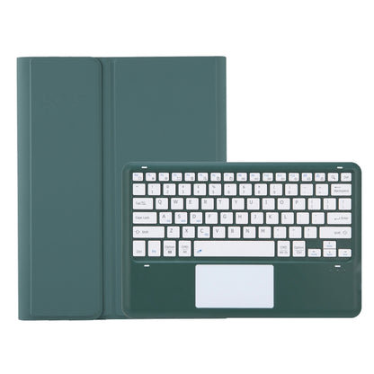 For Samsung Galaxy Tab S9 FE+ A810B-A Touch Pad Detachable Bluetooth Keyboard Leather Tablet Case(Dark Green) - Samsung Keyboard by buy2fix | Online Shopping UK | buy2fix
