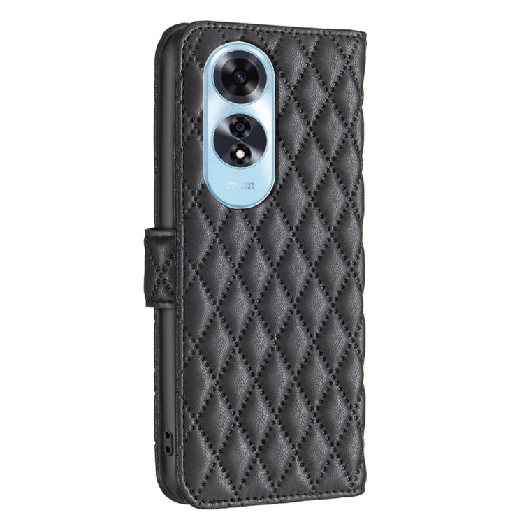 For OPPO A60 Diamond Lattice Wallet Leather Flip Phone Case(Black) - OPPO Cases by buy2fix | Online Shopping UK | buy2fix