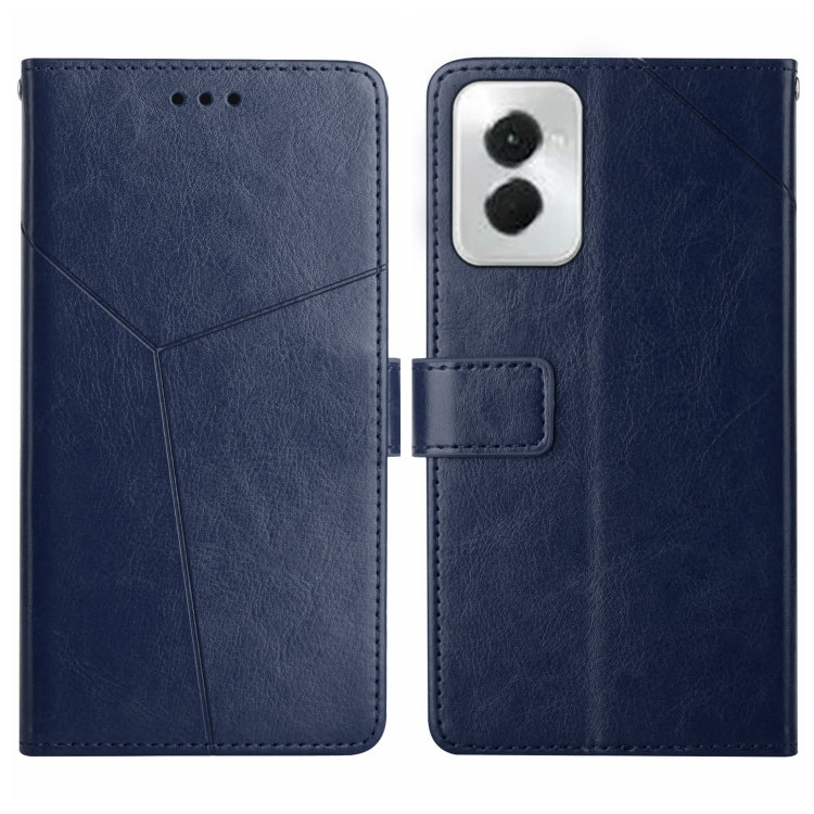 For Motorola Moto G Power 5G 2024 HT01 Y-shaped Pattern Flip Leather Phone Case(Blue) - Motorola Cases by buy2fix | Online Shopping UK | buy2fix